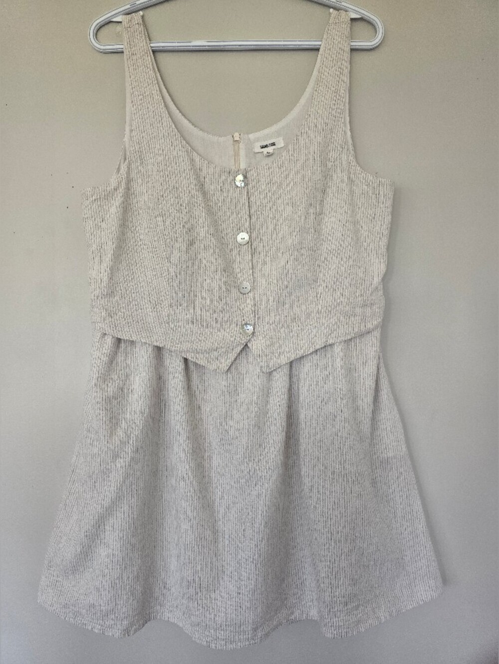 Sleeveless Midi Dress with Buttons. Linen Blend. Size XL. Pockets. Summer Event.